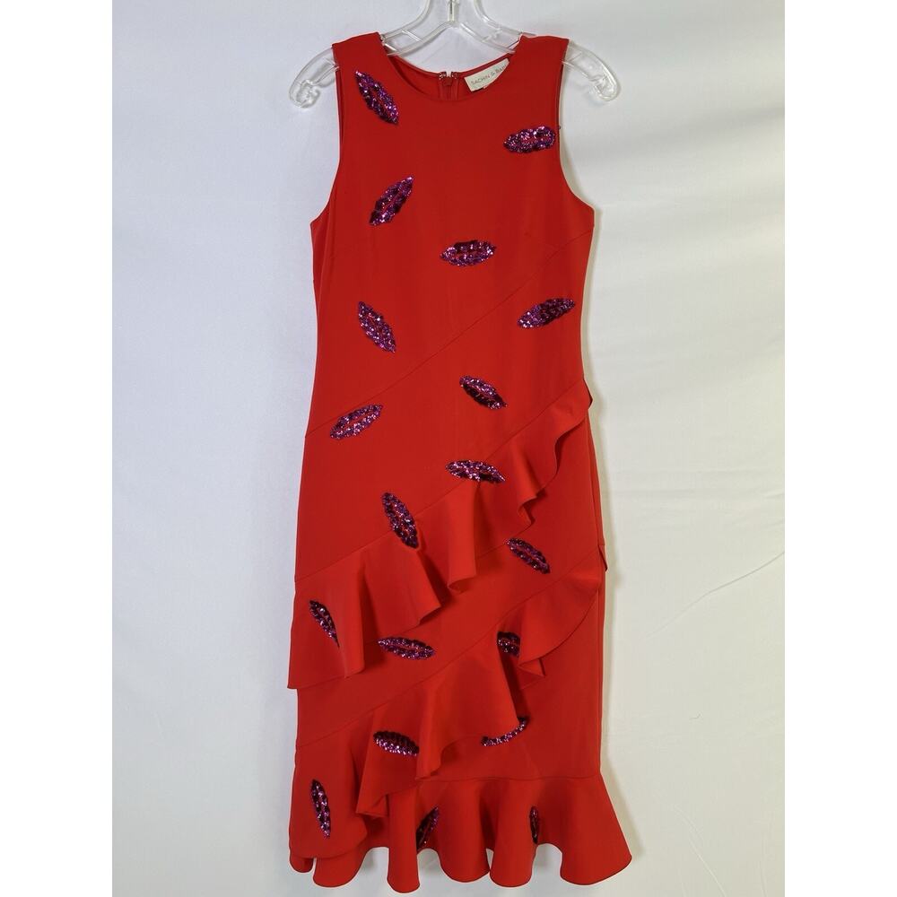 Sachin And Babi Red Pink Cocktail Party Dress Feminine Romance Size 4